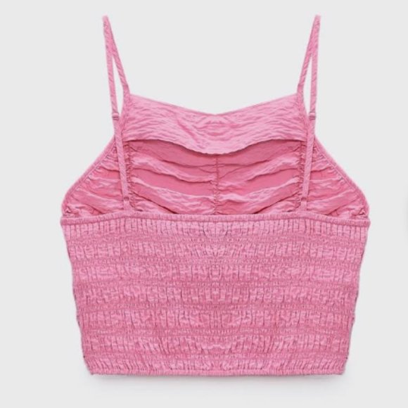 Zara Ruched/Draped Pink Crop Top - Picture 4 of 6